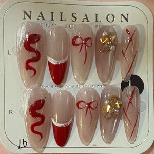 Red and Gold Nail Art Set